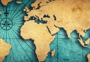 Old,Map,Of,The,World,On,A,Old,Parchment,Background.